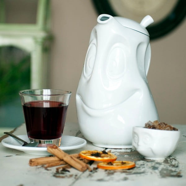 Ceainic din porțelan, zâmbet, 58products, alb-image-1