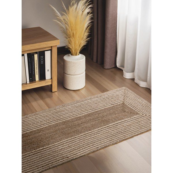 Covor tip traversă în culoare naturală deschisă/în culoare naturală închisă reversibil/țesut manual din iută 80x300 cm Juno – Hanse Home-image-1