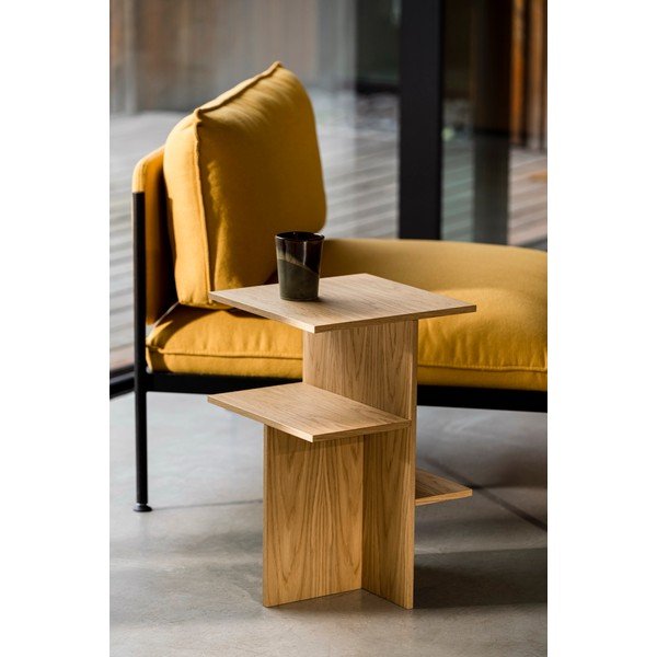 Noptieră în culoare naturală cu rafturi cu aspect de lemn de stejar Atik – noo.ma-image-1