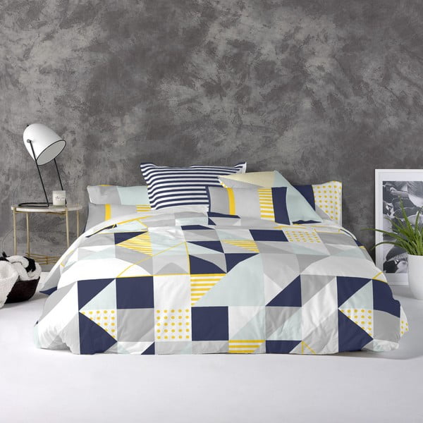 Husă din bumbac pentru pilotă Blanc Geo Dot, 140 x 200 cm-image-1