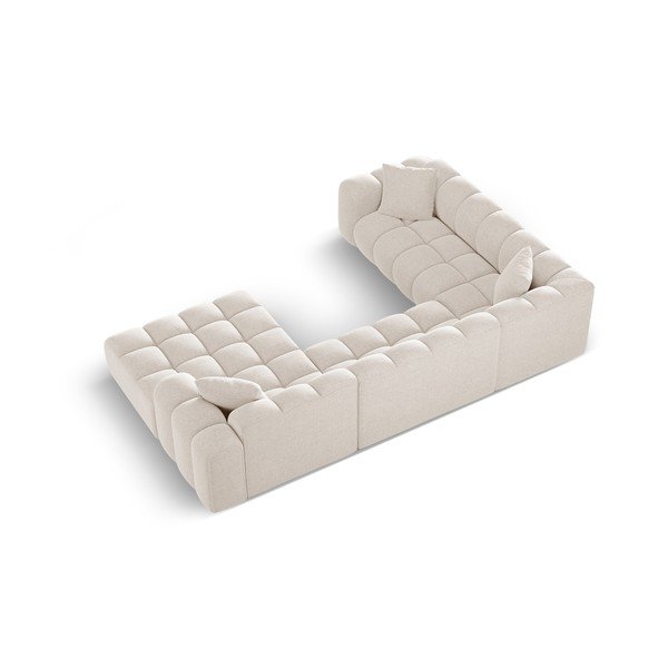 Colțar crem cu tapițerie din chenille (cu colț pe partea stângă/în formă de "U") Treno – Cosmopolitan Design-image-3