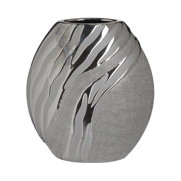 Vază din ceramică InArt, înălțime 20,5 cm, argintiu