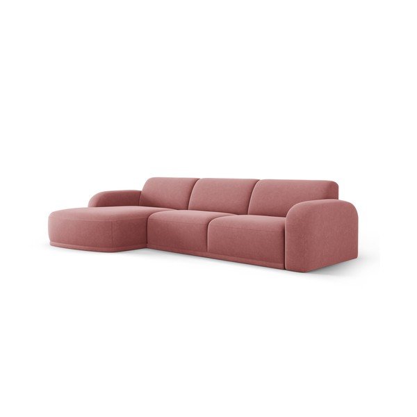 Colțar roz deschis cu tapițerie din catifea Erin – Micadoni Home-image-2
