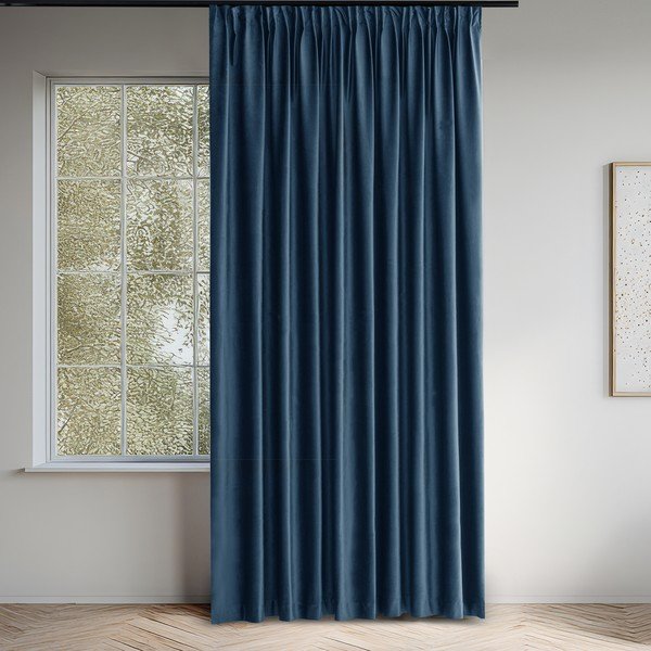 Draperie albastră dimout (semi-opacă) din catifea 265x175 cm Velto – Filumi-image-1