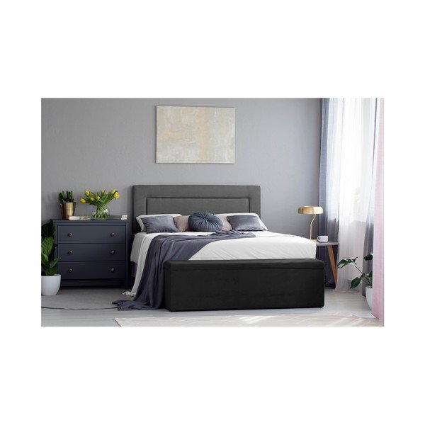 Otoman cu spaţiu depozitare Mazzini Sofas Ancona, 140 x 47 cm, negru-image-4
