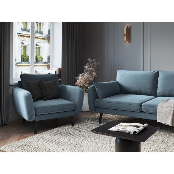 Fotoliu din catifea Kooko Home Lento, albastru deschis-image-1