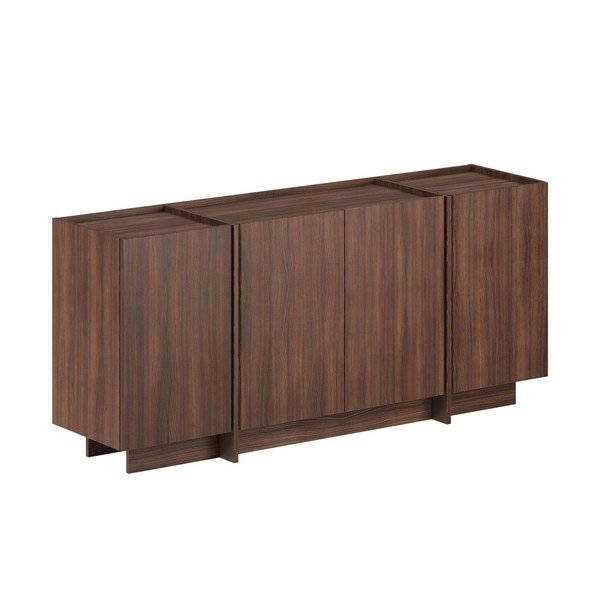 Comodă în culoare naturală închisă cu aspect de lemn de nuc cu orificiu pentru cabluri 180x80x45 cm Dorma – Kalune Design