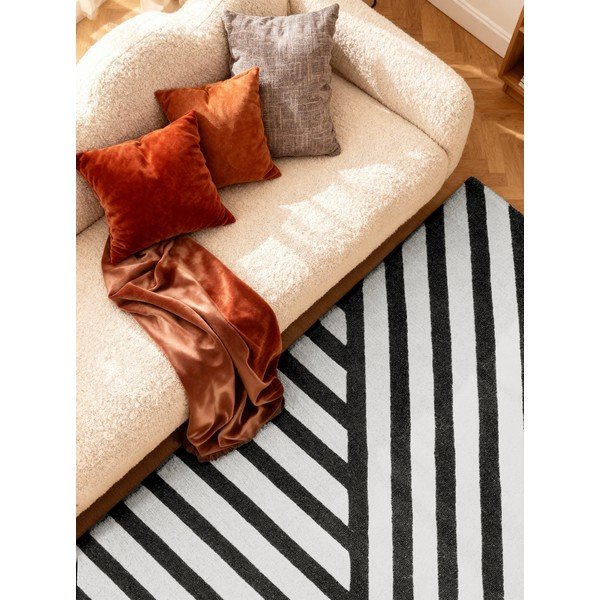 Covor alb-negru țesut manual din lână 120x180 cm Stryve Noir – Elle Decoration-image-2
