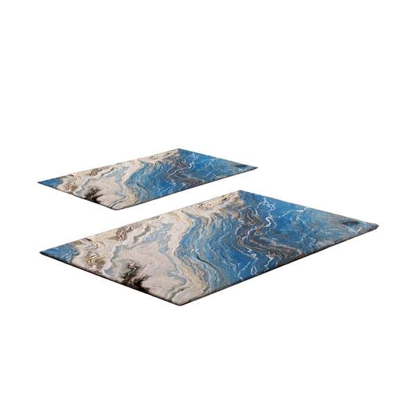 Covorașe de baie albastre 2 buc. 60x100 cm – Foutastic