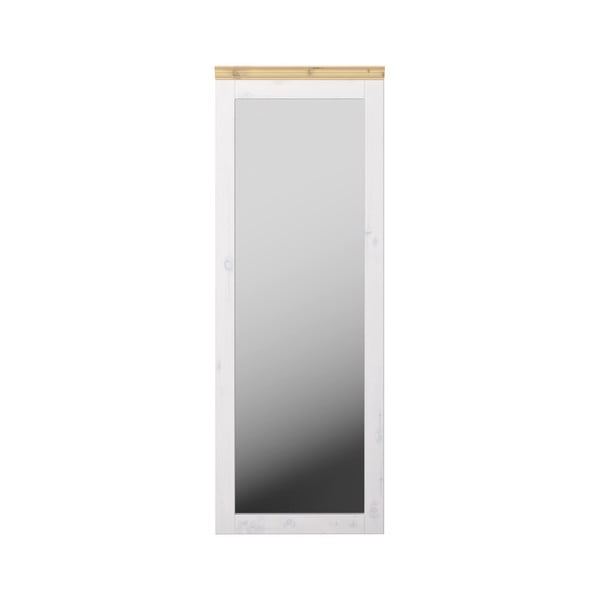 Oglindă perete cu rama din lemn de pin Steens Monaco, 52 x 144 cm, alb
