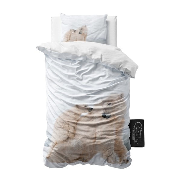  Lenjerie de pat din micropercal Sleeptime Icebears, 140 x 220 cm