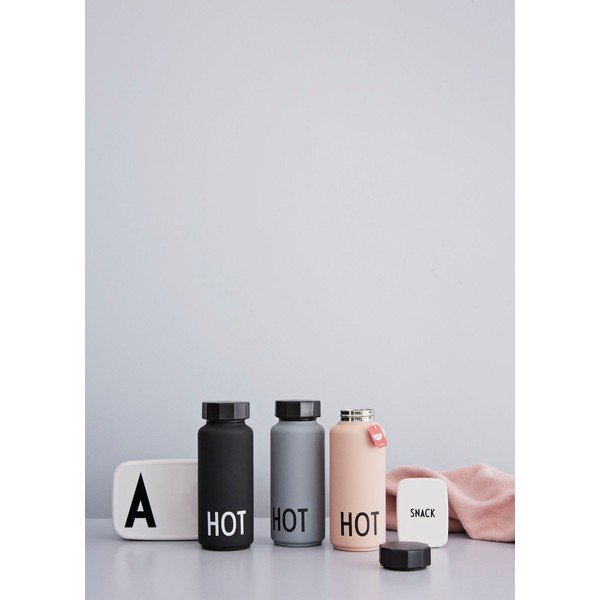Sticlă termos Design Letters Hot, 500 ml, negru-image-3