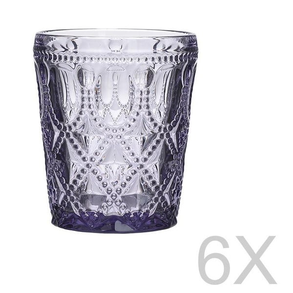 Set 6 pahare transparente din sticlă InArt Glamour Beverage, înălțime 10,5 cm, violet