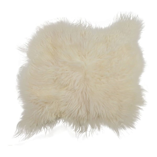 Covor din blană cu fir lung, Furry, 100 x 90 cm, alb