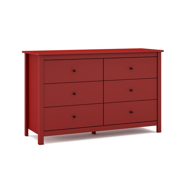Comodă roșie joasă din lemn de pin 130x80 cm Misti – Marckeric-image-2