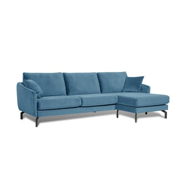 Colțar albastru   din catifea (cu șezlong pe partea dreaptă) Magic - Scandic-image-2