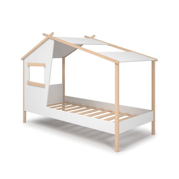 Pat pentru copii  alb de tip casă din lemn de pin 90x190 cm Luba – Marckeric-image-4