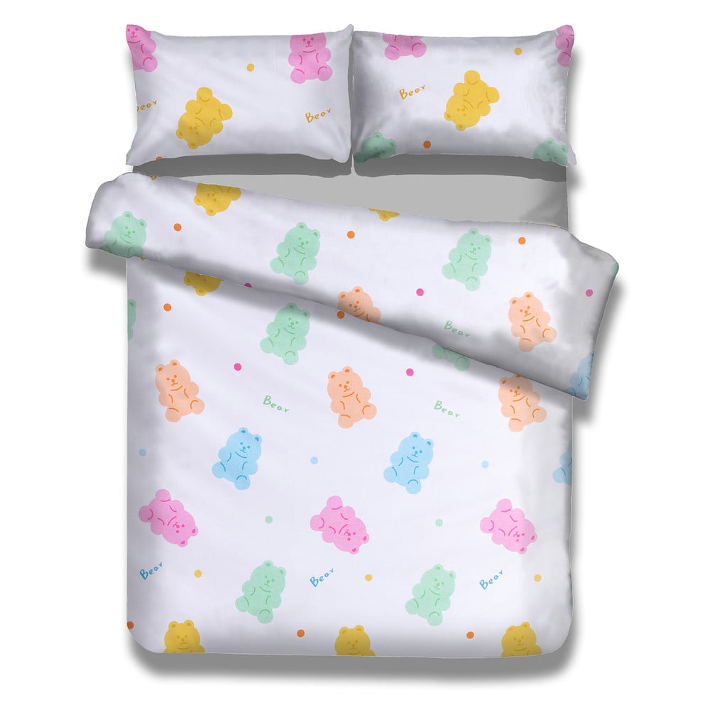 Lenjerie de pat din bumbac pentru copii AmeliaHome Candy Bears, 135 x 200 cm