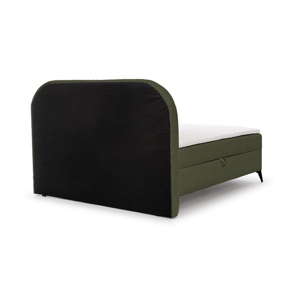 Pat boxspring verde cu spațiu de depozitare 160x200 cm Ornes – Ropez-image-4