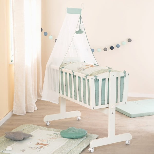 Lenjerie de pat pentru copii verde-deschis din bumbac pentru pătuț 80x80 cm Woodland Buddies – Roba-image-3