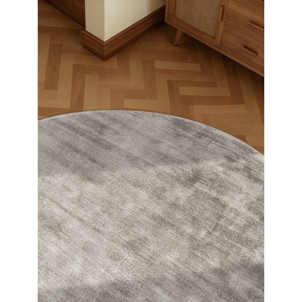 Covor gri țesut manual rotund din viscoză ø 120 cm Noemi – Vikosa-image-4