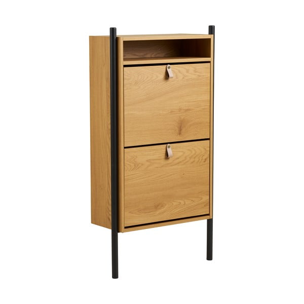 Pantofar în culoare naturală cu deschidere înclinată cu aspect de lemn de stejar 62x118x26 cm Barco – House Nordic-image-3