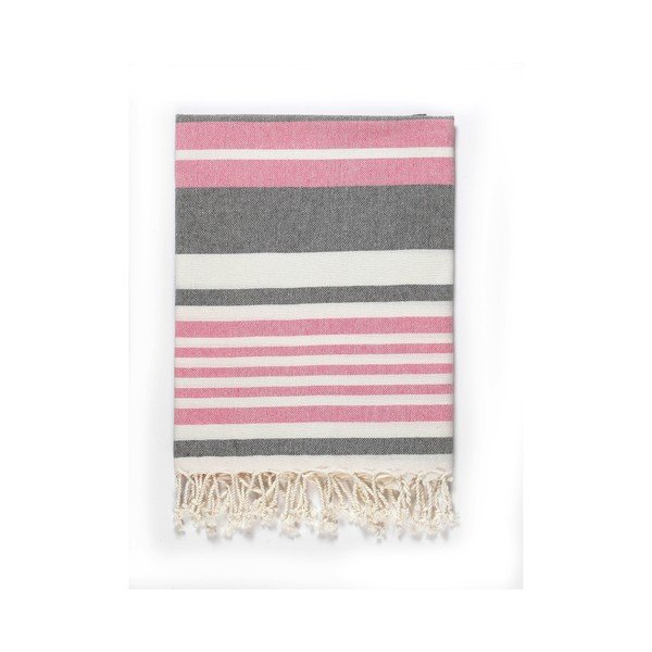 Prosop de plajă Kate Louise Cotton Collection Line, 100 x 180 cm, roz-gri-image-1