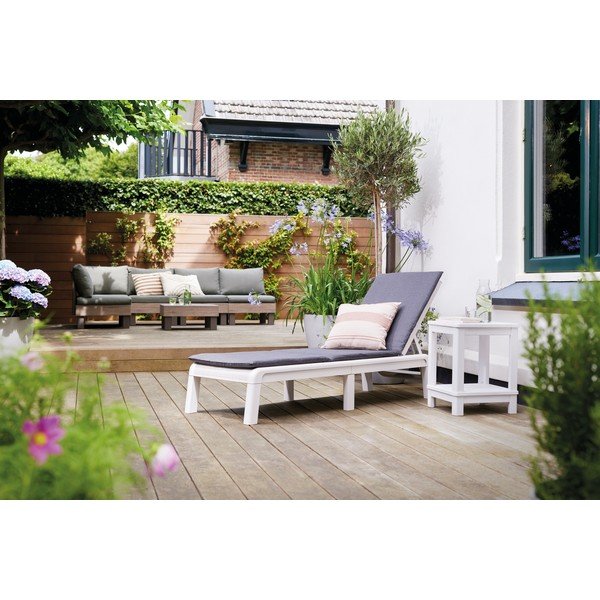 Șezlong de grădină gri deschis din plastic/capitonat ajustabil/pliabil Atlas – Keter-image-1