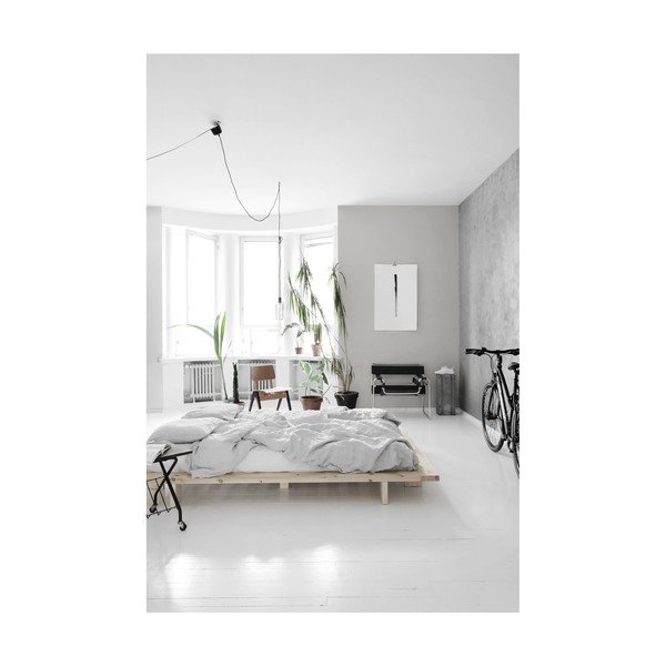 Pat dublu din lemn de pin cu saltea Karup Design Japan Comfort Mat White/Natural, 140 x 200 cm-image-4