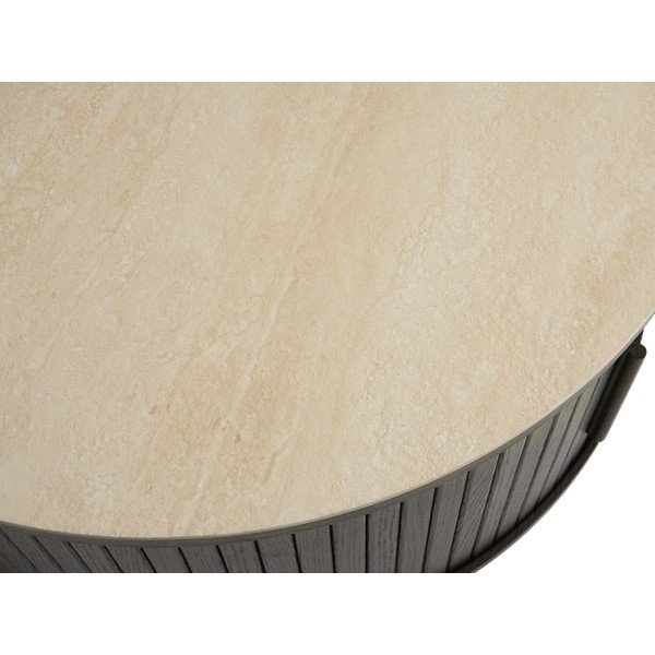 Măsuță de cafea în culoare naturală închisă rotundă cu blat ceramic ø 85 cm Enna – Unique Furniture-image-3