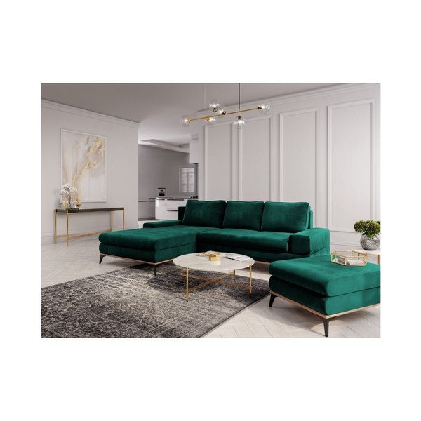 Puf cu tapițerie de catifea Windsor & Co Sofas Astre, verde smarald-image-4