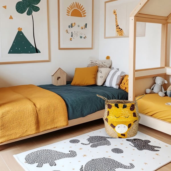 Coș de jucării pentru copii galben/în culoare naturală din iarbă-de-mare ø 30x28 cm Giraffe – Compactor-image-1