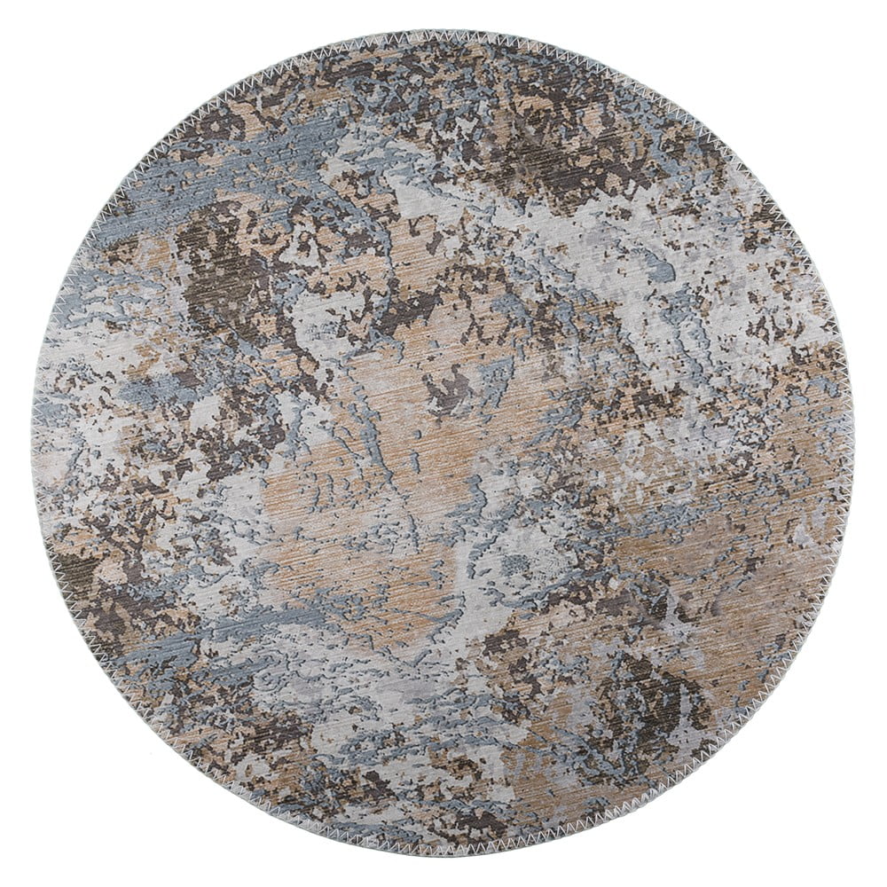 Covor albastru deschis/maro deschis lavabil rotund ø 100 cm Sandstorm – Vitaus