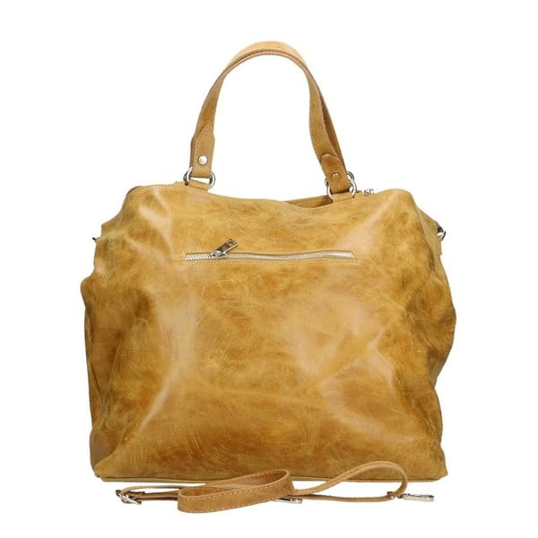 Geantă din piele Chicca Borse Terracia, maro coniac-image-2