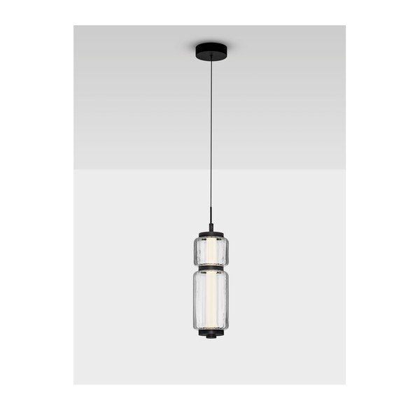 Lustră negru-mat LED din sticlă ø 12 cm Liesa – Nova Luce-image-3