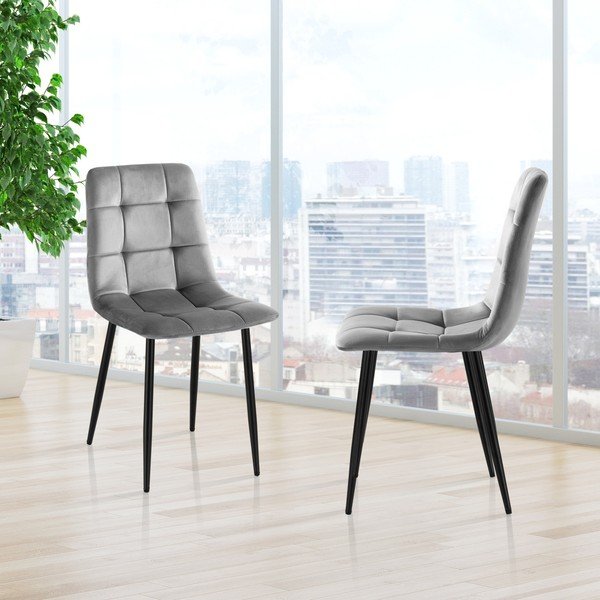 Scaune de dining gri 2 buc. din catifea Faffy – Tomasucci-image-4