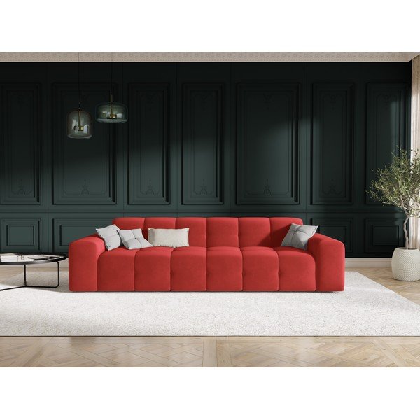 Canapea roșie cu tapițerie din catifea 255 cm Kendal – Micadoni Home-image-1
