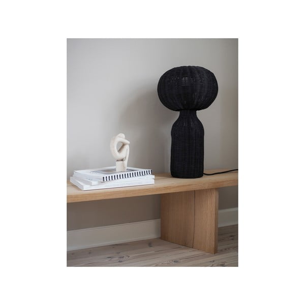Veioză neagră cu abajur din ratan (înălțime 43 cm) Werna – Villa Collection-image-2
