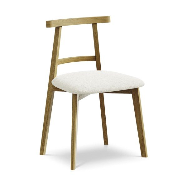 Scaun de dining crem din lemn masiv Ohelo – Makamii