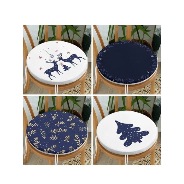 Perne de scaun 4 buc. ø 40 cm  cu model de Crăciun Blue Christmas – Mila Home-image-1