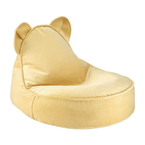 Fotoliu puf pentru copii galben cu tapițerie din catifea Bear – Wigiwama