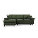 Colțar verde extensibil, cu spațiu de depozitare cu tapițerie din catifea reiată  (cu colț pe partea stângă, cu șezlong) Kyoto – Cosmopolitan Design