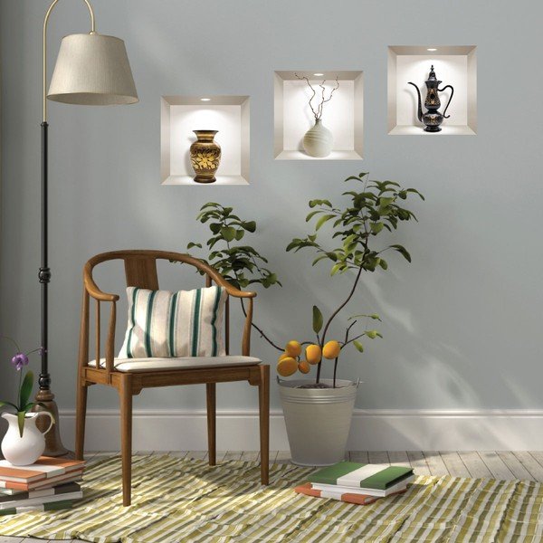 Set 3 autocolante 3D pentru perete Ambiance Decorative Objects-image-1