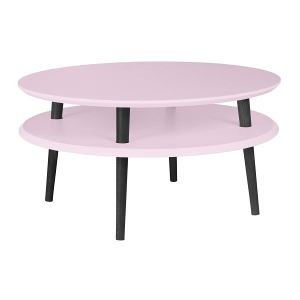Masă de cafea cu picioare negre Ragaba UFO, Ø 70 cm, roz deschis