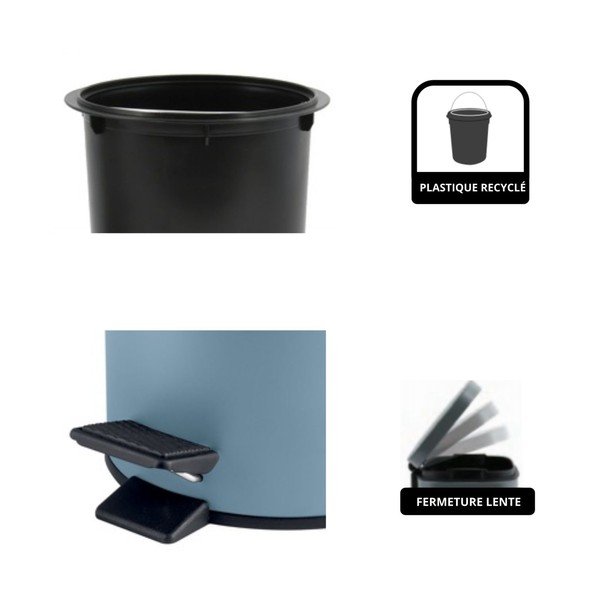 Coș de gunoi albastru deschis cu pedală din oțel 3 l   Adelar – Spirella-image-3