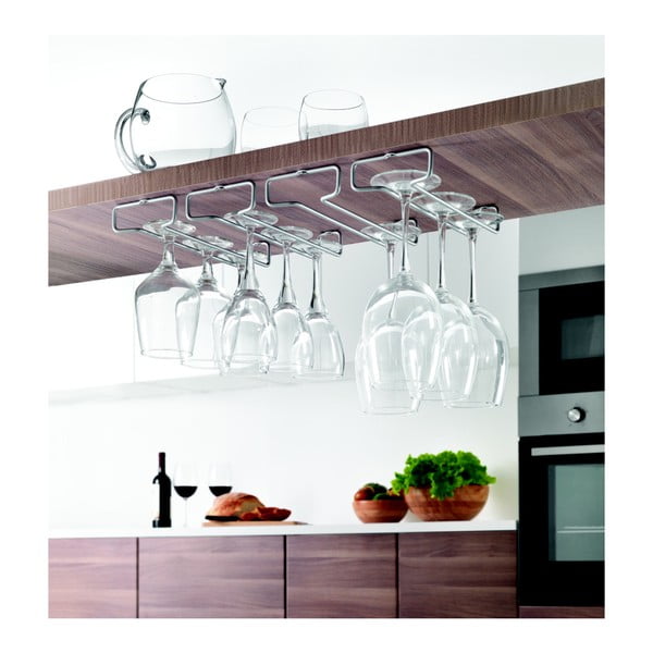 Suporturi pentru pahare de vin argintii 2 buc. de montat pe perete din oțel Rail – Metaltex-image-2