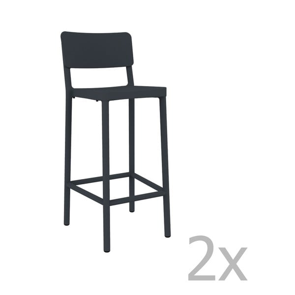 Set 2 scaune bar adecvate pentru exterior Resol Lisboa, înălțime 102,2 cm, gri închis