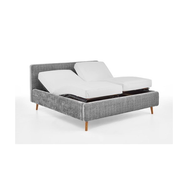 Pat matrimonial gri deschis tapițat cu somieră 180x200 cm Primavera – Meise Möbel-image-4