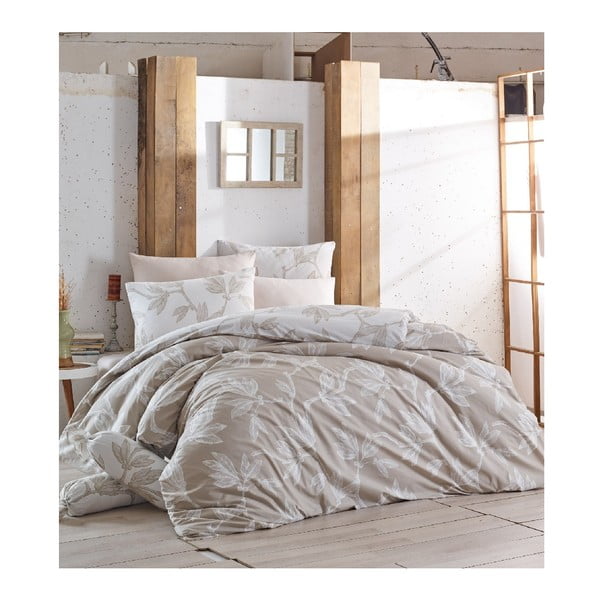 Set lenjerie de pat din bumbac pentru pat de o persoană Ranforce Plants, 160 x 220 cm