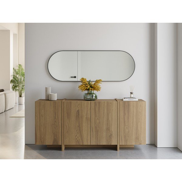 Comodă în culoare naturală cu aspect de lemn de stejar 180x79x40 cm Volia – Marckeric-image-1